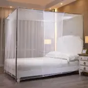 White Mosquito Net Tent for Bed，One Side Opening Canopy Netting Curtain Net f...
