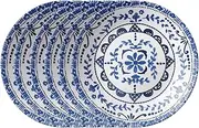 [CORELLE] Signature Bread and Butter Plates, 6 Piece Set, Portofino, Blue And White