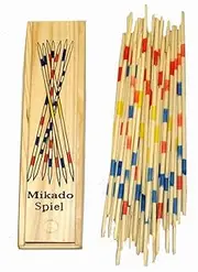 Wooden Retro Traditional Mikado Game Colourful Pick Up Sticks Game Wooden Box