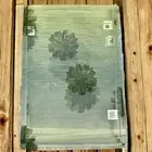 Bodrum Placemats Set Of 6 Sheer Green Dahlia Flowers 20”X 14” Shiny New