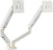 TECLUK Dual Monitor Stand for Desk up to 32 inches,Dual Monitor Stand with Gas Spring System,Each Arm Holds Max 22lbs,Monitor Arms for 2 Monitors, VESA 75x75 100x100 with C-clamp& Grommet, White