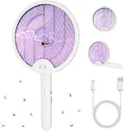 Peacafulife Foldable Electric Fly Swatter Racket, Portable 2 in 1 Bug Zapper ...