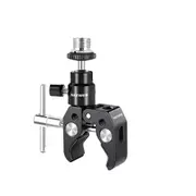 Articulated Mini Ball Head with Super Clamp Mic Mount 1/4 to 5/8 Thread for Camera Cage and Microphones