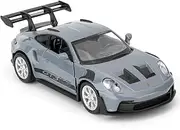 RMZ City 1:36 Porsche 911 GT3 RS Car Model, Diecast Pull Back Vehicles, Model Toy Cars, Doors Open, Collection Kids Toy for Aged 3 and up, Gift Gray