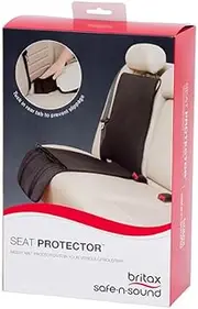 Britax Vehicle Seat Protector, Machine Washable Padded Car Seat Protector with Mesh Organiser Pockets, Black, (0278)