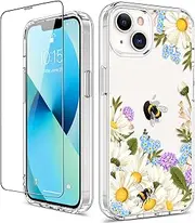 GiiKa for iPhone 13 Mini Case, Clear Full Body Shockproof Protective Floral Girls Women Hard Case TPU Cover Phone Case for iPhone 13 Mini, White Flowers