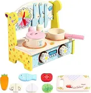 Toddler Kitchen Playset - Pretend Play Toys Giraffe-Shaped Toddler Playset - Versatile Kids Cooking Set Chef Pretend Play Set for Children Boys Girls