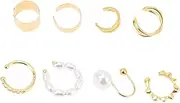 [SAFIGLE] Gold Nose Rings Ear Cuffs Set Fashion Non-piercing Nose Rings for Women for Parties Clubs Weddings
