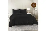 King Size Black Color 1000TC 100% Cotton Quilt Doona Duvet Cover Pillowcase Set