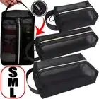 1Pcs Solid Small Mesh Toiletry Bag Black Makeup Organizer Men Women