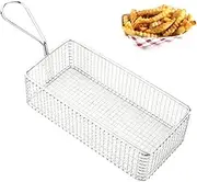BIUDECO Fried Snack Basket Deep Fryer with Basket Pan Sift Fry Net Rack Dish Strainer Baguette Air Fryers Rice Strainer Flour Sifter Dish Baking Trays Liners Bowl Roasting Pan Sieve Silver