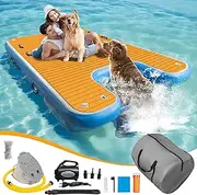 Toriexon 96" x 60" Inflatable Floating Dock & Dog Boat Ramp Heavy Duty, 700 LBS Load Capacity, 8in Thickened Pool Ramp, Non-Slip & Puncture-Resistant Surface, Perfect for Pools, Lakes and Beaches