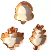 Lot of 3 Copper Finish Cookie Cutters 3" Wilton acorn maple leaf oak leaf shapes