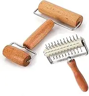 Dough Roller & Dough Docker,Baking Roller Pin Set,Hole Maker Puncher Rolling Pin Set,Baking Tools,Dough Cutter and Pin,for Pizza, Cookie, Pie, Pastry, Bread, Crust