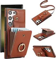 [Asuwish] Mobile Phone Case for Samsung Galaxy S23 Ultra 5G Case with Strap Ring Stand Card Slot Foldable Wallet Mobile Phone Cases Cover S23Ultra 23S S 23 23Ultra Mobile Phone Cases Protective Women's