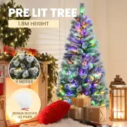 Costway1.8M Pre-lit Artificial Christmas Tree with 9 Lighting Modes and 200 Color Changing LED Lights for Decorations