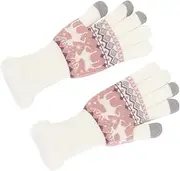[Minkissy] 1 Pair Christmas Knitted Gloves Thickened Warm Winter Gloves with Festive Pattern for present for Friends