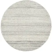 Cameron Silver Ethnic Tribal Pattern Round Rug