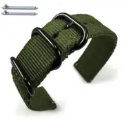 Green Nylon Watch Band Strap Belt Army Military Ballistic Black Buckle #6034