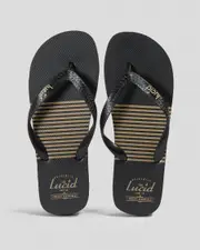 [Lucid] Lucid Men's Stipple Flip Flops Slippers in Black/Tan Size 8 8 Black/Tan
