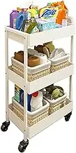 Bar Serving Cart Multi-Purpose Utility Bar Cart Functional Rolling Cart with Storage Box Serving Cart Trolley 3 Tier Simple and Practical Wine Cart Furniture