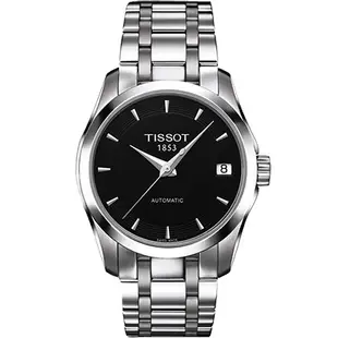 TISSOT 天梭 官方授權 Couturier Lady 時尚簡約機械腕錶 母親節禮物-黑/32mm T0352071105100