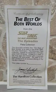 Star Trek Next Gen BEST OF BOTH WORLDS Certificate of Authenticity Hamilton COA