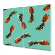 Glass Kitchen Chopping Board Worktop Saver Tropical Pineapple Floral 2x30x52