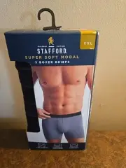 New Stafford 3-Pack XXL Super Soft Modal Boxer Briefs - Black