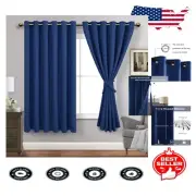 Set of 2 Classic Blue Thermal Blackout Curtains - 70x72 for Cozy Living Spaces