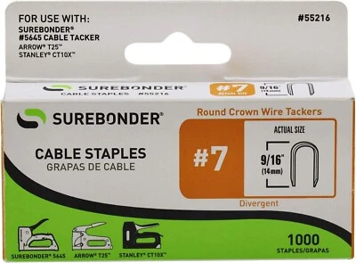 Surebonder® 55216 #7 Heavy Duty 9/16″ Wire Tacker Staples, Box of 1000