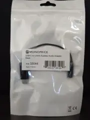Monoprice USB-C to 3.5mm Audio Auxiliary Adapter - Black For Androids, LG, HTC