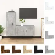 TV Cabinet Set 2 Piece Wall TV Stand Entertainment Unit Engineered Wood vidaXL