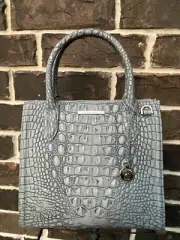 NWT $395 Brahmin Small Caroline Satchel Fairest Grey Tetra Leather