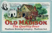 MADISON BREWING BEER LABEL T SHIRT MADISON INDIANA SIZES SMALL-XXXLARGE (F)