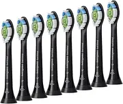 Philips Sonicare W2 Optimal White Standard Electric Toothbrush Heads, Click-on, BrushSync Mode Pairing, Black, 8-Pack, HX6068/96