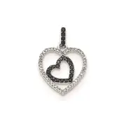 Sterling Silver Polished Diamond/Black Diamond Pendant
