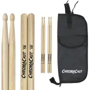 ChromaCast 5B USA Hickory Drumsticks, 3 Pair with Drumstick Bag