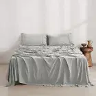 Dreamaker Flat Fitted Sheet Pillowcase Washed Microfibre Dove Grey King Single