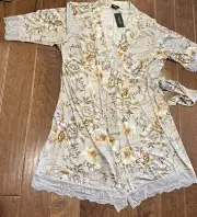 City Chic Women's Plus Size Gracie Robe In Floral Ivory Print Size Small (16)