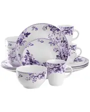 Elama Traditional Rose 16pc Stoneware Dinnerware Set
