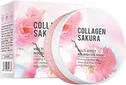 TiaoBug 60Pcs Cherry Blossom Eye Patches Collagen Infused Under Eye Mask Soothing Puffiness Dark Circles Moisturize Tired Eyes Pink One Size