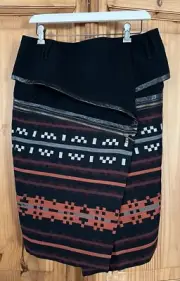NWT Proenza Schouler Women Size 8 Aztec Black Wool Pencil Skirt Navajo Southwest