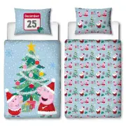 Peppa Pig Santa Junior Duvet Cover Set Christmas Tree Toddler Bedding Reversible