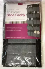 SIMPLIFY 20 POCKET OVER THE DOOR SHOE CADDY ORGANIZER BLACK NIP