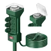 K KASONIC - 24 Hour Outdoor Stake Timer, 6 Outlets 6 ft Extension Cord Mechan...