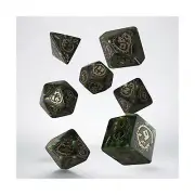 Q-Workshop Dragon Dice Poly Set Green w/Gold (7) New