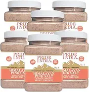 [Pride Of India] PACK of 6 - Pure Himalayan Pink Salt - Enriched w/ 84+ Natural Minerals, Fine Grind 2.2 Pound (35.2 oz.) Jar - Himalayan Salt, Himalayan Pink Salt, Pink Himalayan Salt, Grind Salt