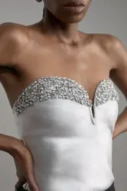 Figure Form Foiled Bandage Crystal Embellished Corset Top