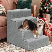 Dog Stairs Ramp for High Beds and Couch, 4 Steps 40cm Height Curved Dog Steps for Small Dogs and Cats, Pet Stairs Non-Slip Balanced Portable Pet Step Indoor